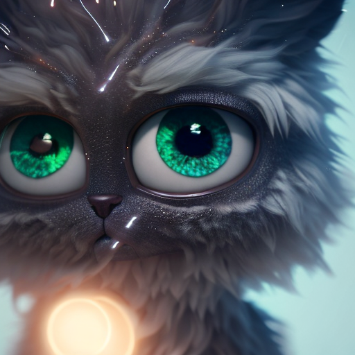 phot0, closeup cute and adorable, cute big circular reflective eyes, long fuzzy fur, Pixar render, unreal engine cinematic smooth, intricate detail, cinematic, digital art, trending on artstation, (cgsociety) with style of (Irina French)
