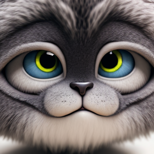 phot0, closeup cute and adorable, cute big circular reflective eyes, long fuzzy fur, Pixar render, unreal engine cinematic smooth, intricate detail, cinematic, award winning on shutterstock, canon eos 5D, 32k with style of (Walker Evans)