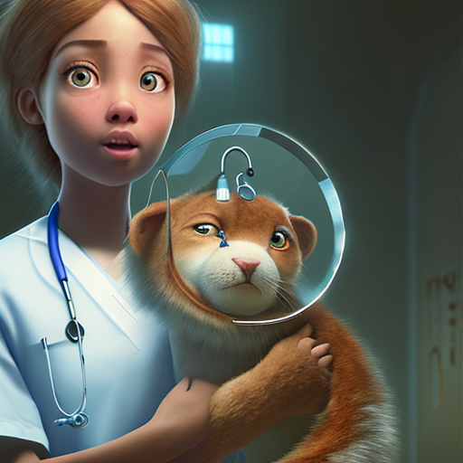 a compassionate nurse, tending to wounded soldiers near the battlegrounds. Show her providing tender care and support despite her own limitations, capturing the essence of her strength in vulnerability., closeup cute and adorable, cute big circular reflective eyes, long fuzzy fur, Pixar render, unreal engine cinematic smooth, intricate detail, cinematic, pastel colors style, colorful with style of (Edgar Degas)