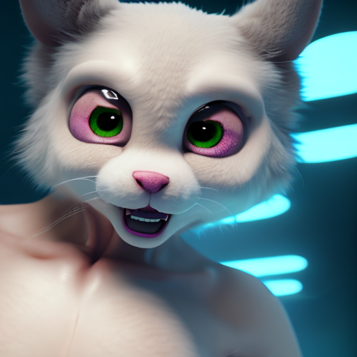 cartoonish female muscle growth, closeup cute and adorable, cute big circular reflective eyes, long fuzzy fur, Pixar render, unreal engine cinematic smooth, intricate detail, cinematic, 8k, HD with style of