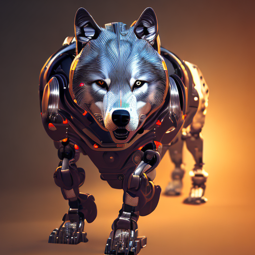 Robo-wolf, centered, 8k, HD with style of