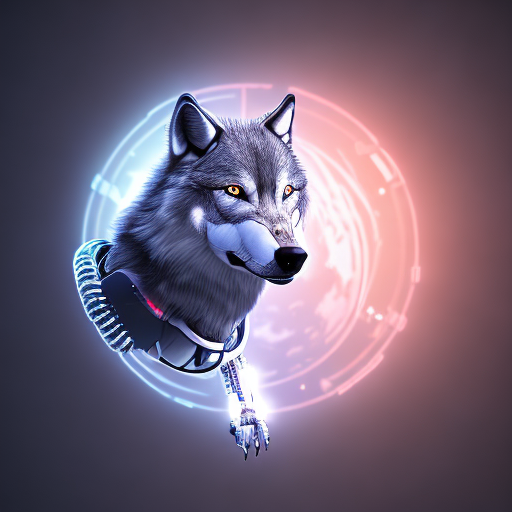 Robo-wolf, centered, 8k, HD with style of