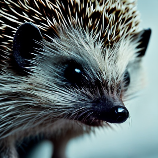 Cute hedgehog, closeup cute and adorable, cute big circular reflective eyes, long fuzzy fur, Pixar render, unreal engine cinematic smooth, intricate detail, cinematic, award winning on shutterstock, canon eos 5D, 32k with style of (Henri Cartier-Bresson)