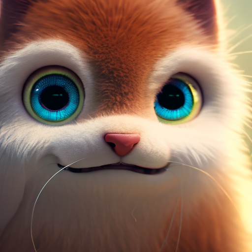 3d, closeup cute and adorable, cute big circular reflective eyes, long fuzzy fur, Pixar render, unreal engine cinematic smooth, intricate detail, cinematic, Realistic art, pencil drawing with style of