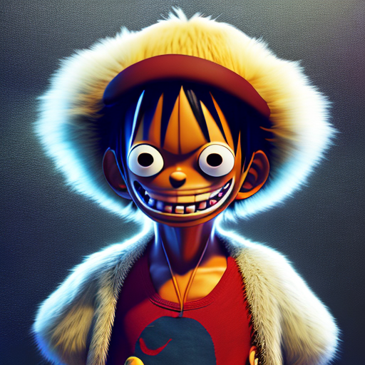 monkey d luffy, closeup cute and adorable, cute big circular reflective eyes, long fuzzy fur, Pixar render, unreal engine cinematic smooth, intricate detail, cinematic, 3d, octane render, high quality, 4k with style of