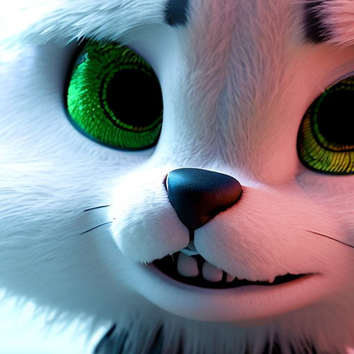 suicide, closeup cute and adorable, cute big circular reflective eyes, long fuzzy fur, Pixar render, unreal engine cinematic smooth, intricate detail, cinematic, 8k, HD with style of