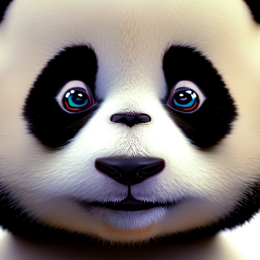 Cute baby panda, closeup cute and adorable, cute big circular reflective eyes, long fuzzy fur, Pixar render, unreal engine cinematic smooth, intricate detail, cinematic, digital art, trending on artstation, (cgsociety) with style of (Heraldo Ortega)