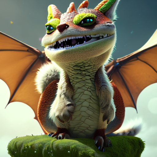 Cute baby dragon, Adorable creature, Adorable little foxy, closeup cute and adorable, cute big circular reflective eyes, long fuzzy fur, Pixar render, unreal engine cinematic smooth, intricate detail, cinematic, digital art, trending on artstation, (cgsociety) with style of (Heraldo Ortega)