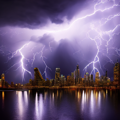 lightning destruction city, centered, 8k, HD with style of