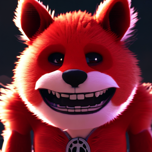 cool and awesome looking red and black sports car, closeup cute and adorable, cute big circular reflective eyes, long fuzzy fur, Pixar render, unreal engine cinematic smooth, intricate detail, cinematic, 8k, HD with style of