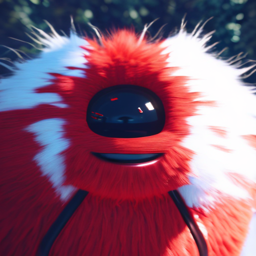 cool and awesome looking red and black sports car, closeup cute and adorable, cute big circular reflective eyes, long fuzzy fur, Pixar render, unreal engine cinematic smooth, intricate detail, cinematic, 8k, HD with style of