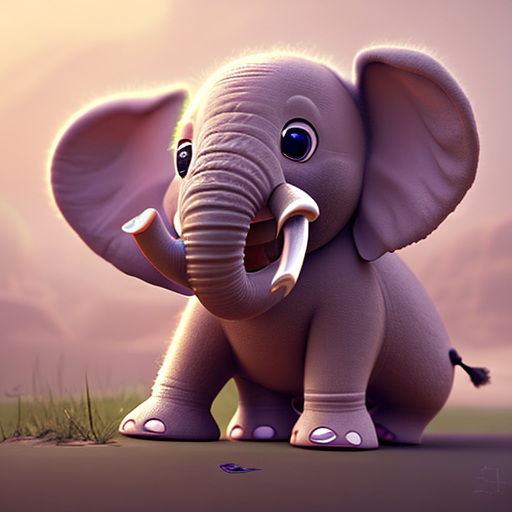 Cute elephant, closeup cute and adorable, cute big circular reflective eyes, long fuzzy fur, Pixar render, unreal engine cinematic smooth, intricate detail, cinematic, digital art, trending on artstation, (cgsociety) with style of (Irina French)