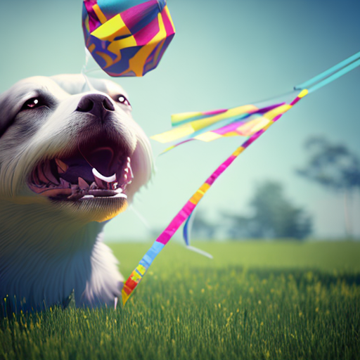 a dog flying a kite, 3d, octane render, high quality, 4k with style of