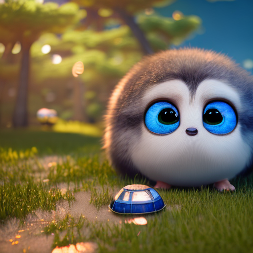 a small hut in the beach side, closeup cute and adorable, cute big circular reflective eyes, long fuzzy fur, Pixar render, unreal engine cinematic smooth, intricate detail, cinematic, 8k, HD with style of