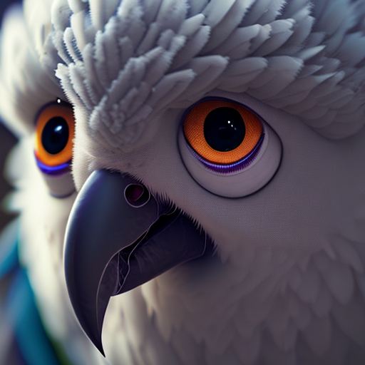 Cute parrot, closeup cute and adorable, cute big circular reflective eyes, long fuzzy fur, Pixar render, unreal engine cinematic smooth, intricate detail, cinematic, 8k, HD with style of