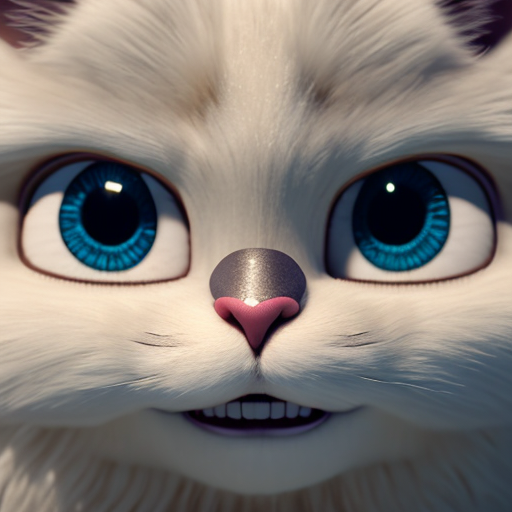 Univers, closeup cute and adorable, cute big circular reflective eyes, long fuzzy fur, Pixar render, unreal engine cinematic smooth, intricate detail, cinematic, Portrait style, sharp, highly detailed, 8k, HD with style of (Kit Cat)