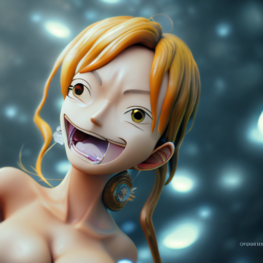 Nami from One Piece, closeup cute and adorable, cute big circular reflective eyes, long fuzzy fur, Pixar render, unreal engine cinematic smooth, intricate detail, cinematic, 8k, HD with style of