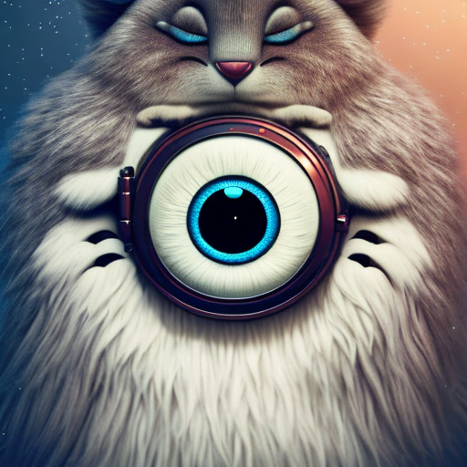 Cute imaginative animal, closeup cute and adorable, cute big circular reflective eyes, long fuzzy fur, Pixar render, unreal engine cinematic smooth, intricate detail, cinematic, award winning on shutterstock, canon eos 5D, 32k with style of (W. Eugene Smith)