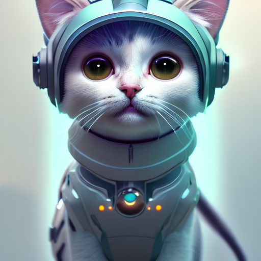 cat princess and a cyber punk, closeup cute and adorable, cute big circular reflective eyes, long fuzzy fur, Pixar render, unreal engine cinematic smooth, intricate detail, cinematic, digital art, trending on artstation, (cgsociety) with style of (Mandy Jurgens)