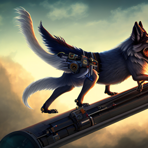 flying mechanical wolf, centered, 8k, HD with style of