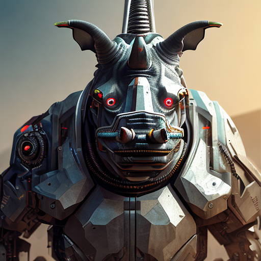 cyborg rhino warrior, centered, 8k, HD with style of