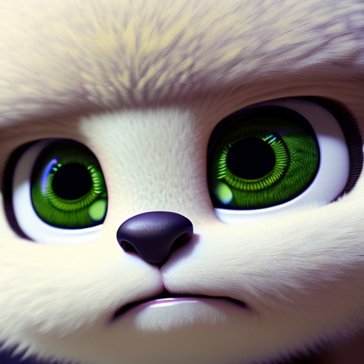 cute baby, closeup cute and adorable, cute big circular reflective eyes, long fuzzy fur, Pixar render, unreal engine cinematic smooth, intricate detail, cinematic, 8k, HD with style of