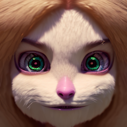 Woman, closeup cute and adorable, cute big circular reflective eyes, long fuzzy fur, Pixar render, unreal engine cinematic smooth, intricate detail, cinematic, 8k, HD with style of