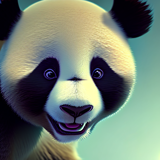 panda, closeup cute and adorable, cute big circular reflective eyes, long fuzzy fur, Pixar render, unreal engine cinematic smooth, intricate detail, cinematic, 8k, HD with style of