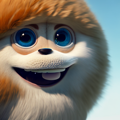 hut in the beach side, closeup cute and adorable, cute big circular reflective eyes, long fuzzy fur, Pixar render, unreal engine cinematic smooth, intricate detail, cinematic, digital art, trending on artstation, (cgsociety) with style of (Heraldo Ortega)