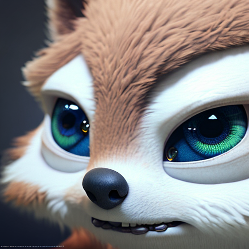 Adorable creature, closeup cute and adorable, cute big circular reflective eyes, long fuzzy fur, Pixar render, unreal engine cinematic smooth, intricate detail, cinematic, digital art, trending on artstation, (cgsociety) with style of (Mandy Jurgens)