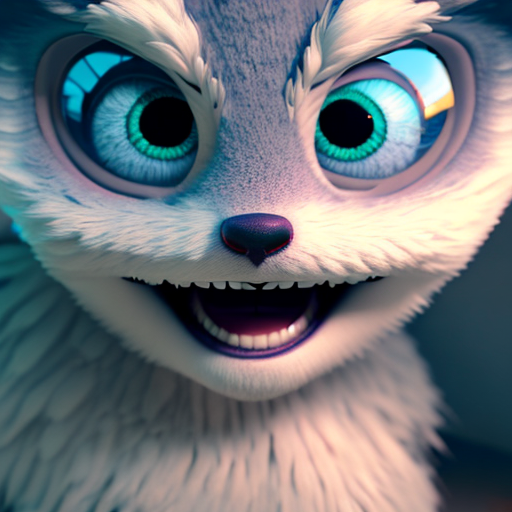 Derpixon, closeup cute and adorable, cute big circular reflective eyes, long fuzzy fur, Pixar render, unreal engine cinematic smooth, intricate detail, cinematic, 3d, octane render, high quality, 4k with style of