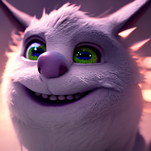 Derpixon, closeup cute and adorable, cute big circular reflective eyes, long fuzzy fur, Pixar render, unreal engine cinematic smooth, intricate detail, cinematic, 3d, octane render, high quality, 4k with style of