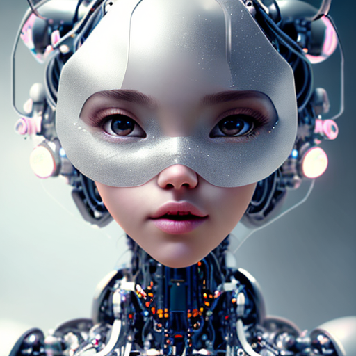 beautiful lady human form robot, closeup cute and adorable, cute big circular reflective eyes, long fuzzy fur, Pixar render, unreal engine cinematic smooth, intricate detail, cinematic, Realistic art, pencil drawing with style of