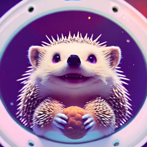 Cute hedgehog space, closeup cute and adorable, cute big circular reflective eyes, long fuzzy fur, Pixar render, unreal engine cinematic smooth, intricate detail, cinematic, 8k, HD with style of