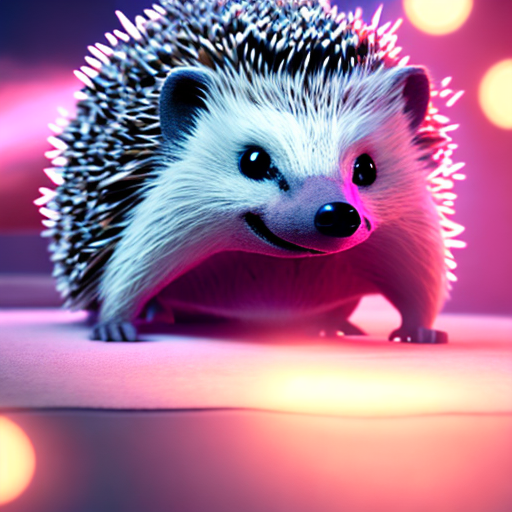 Cute hedgehog space, closeup cute and adorable, cute big circular reflective eyes, long fuzzy fur, Pixar render, unreal engine cinematic smooth, intricate detail, cinematic, 8k, HD with style of