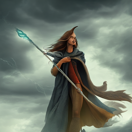 Wizard casting a spell under a Stormy sky, centered, digital art, trending on artstation, (cgsociety) with style of (Irina French)