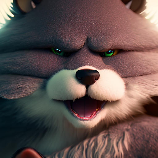 raiden shogun, closeup cute and adorable, cute big circular reflective eyes, long fuzzy fur, Pixar render, unreal engine cinematic smooth, intricate detail, cinematic, 8k, HD with style of