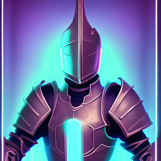 neon knight ashen, centered, 8k, HD with style of