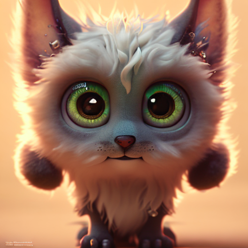 tattoo, closeup cute and adorable, cute big circular reflective eyes, long fuzzy fur, Pixar render, unreal engine cinematic smooth, intricate detail, cinematic, digital art, trending on artstation, (cgsociety) with style of (Heraldo Ortega)