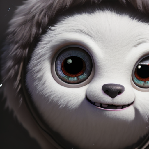 try first, closeup cute and adorable, cute big circular reflective eyes, long fuzzy fur, Pixar render, unreal engine cinematic smooth, intricate detail, cinematic, Realistic art, pencil drawing with style of