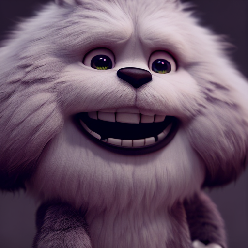 none, closeup cute and adorable, cute big circular reflective eyes, long fuzzy fur, Pixar render, unreal engine cinematic smooth, intricate detail, cinematic, digital art, trending on artstation, (cgsociety) with style of (Heraldo Ortega)