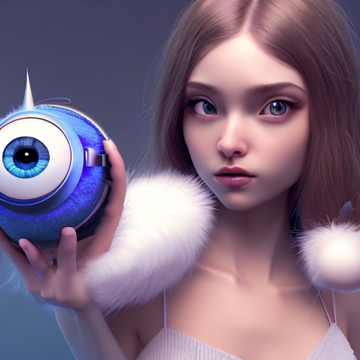 Hot genius girl, closeup cute and adorable, cute big circular reflective eyes, long fuzzy fur, Pixar render, unreal engine cinematic smooth, intricate detail, cinematic, 8k, HD with style of