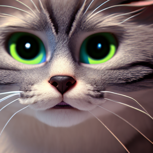Cat, closeup cute and adorable, cute big circular reflective eyes, long fuzzy fur, Pixar render, unreal engine cinematic smooth, intricate detail, cinematic, 8k, HD with style of