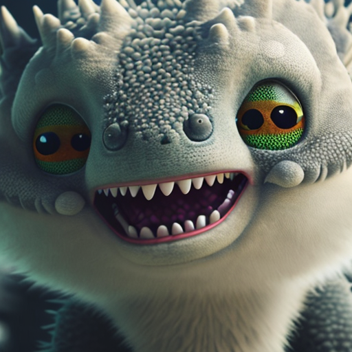 Cute baby dragon, closeup cute and adorable, cute big circular reflective eyes, long fuzzy fur, Pixar render, unreal engine cinematic smooth, intricate detail, cinematic, award winning on shutterstock, canon eos 5D, 32k with style of (Helmut Newton)