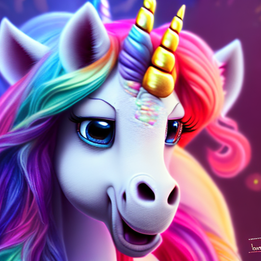 colorful unicorn lovely background, closeup cute and adorable, cute big circular reflective eyes, long fuzzy fur, Pixar render, unreal engine cinematic smooth, intricate detail, cinematic, 8k, HD with style of