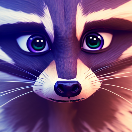Adorable racoon, closeup cute and adorable, cute big circular reflective eyes, long fuzzy fur, Pixar render, unreal engine cinematic smooth, intricate detail, cinematic, pastel colors style, colorful with style of (Edgar Degas)