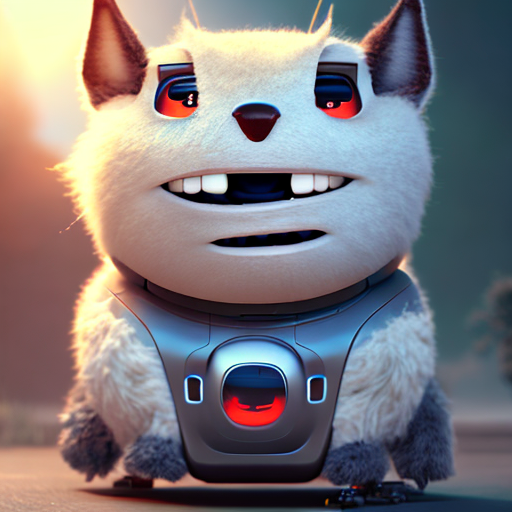 car robot vehicle, closeup cute and adorable, cute big circular reflective eyes, long fuzzy fur, Pixar render, unreal engine cinematic smooth, intricate detail, cinematic, Realistic art, pencil drawing with style of