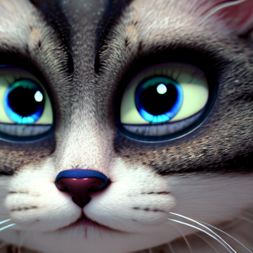 kawaii cat, closeup cute and adorable, cute big circular reflective eyes, long fuzzy fur, Pixar render, unreal engine cinematic smooth, intricate detail, cinematic, 8k, HD with style of