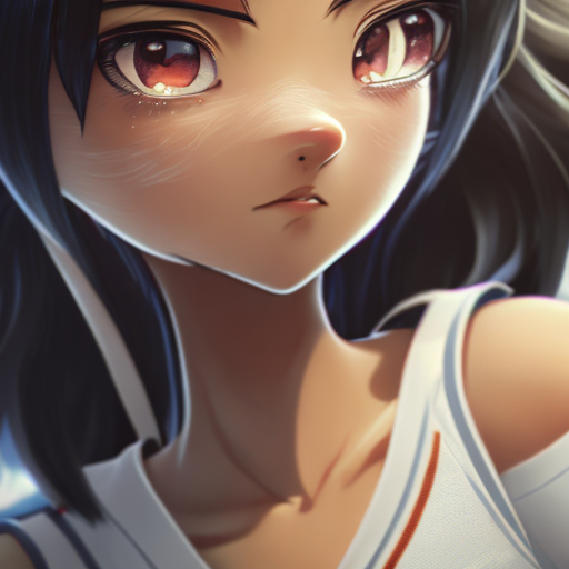 beautiful anime style girl with white and black hair and volleyball jersey and long hair, closeup cute and adorable, cute big circular reflective eyes, long fuzzy fur, Pixar render, unreal engine cinematic smooth, intricate detail, cinematic, 8k, HD with style of
