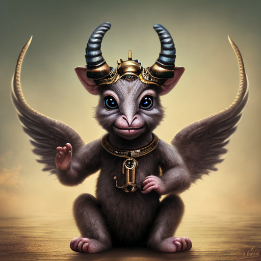 cute baby baphomet, centered, steampunk, highly detailed, 8k, intricate, cinematic with style of intricate
